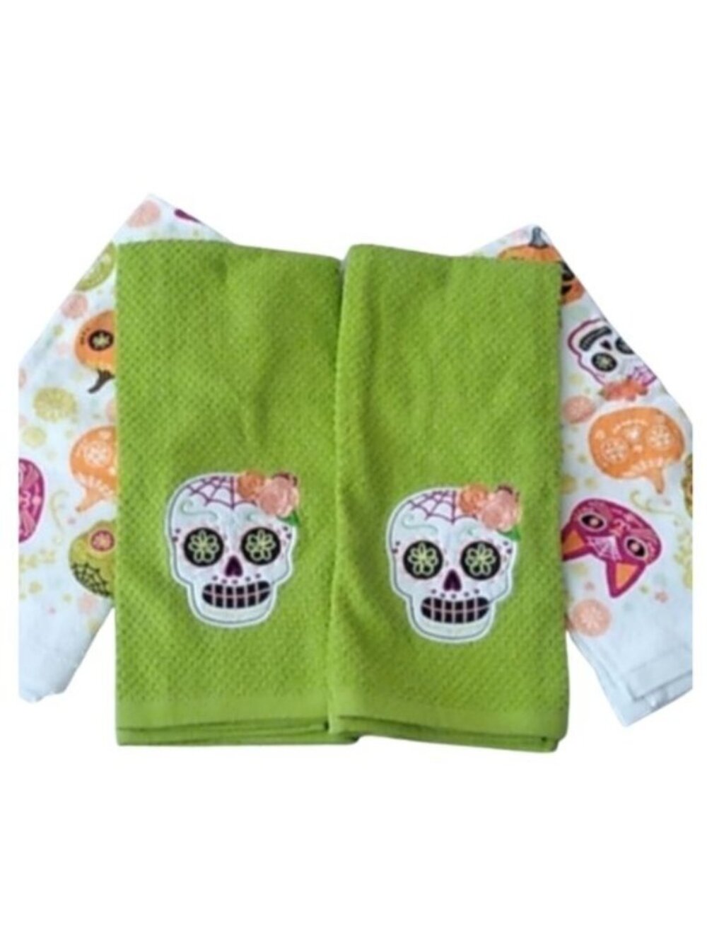 Kohl's Celebrate Together Halloween Cotton Towels Skulls, Set of 4